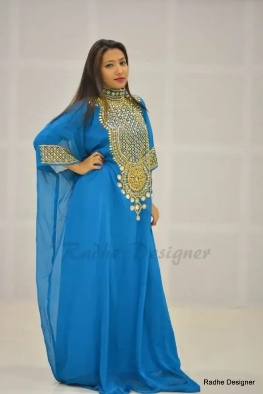 Picture of Radhe Designer Black Georgette Kaftan Dress for Women - Y220