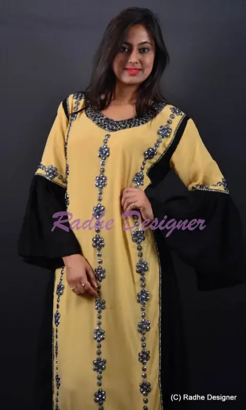 Picture of Radhe Designer Black Georgette Kaftan Dress for Women - Y1193