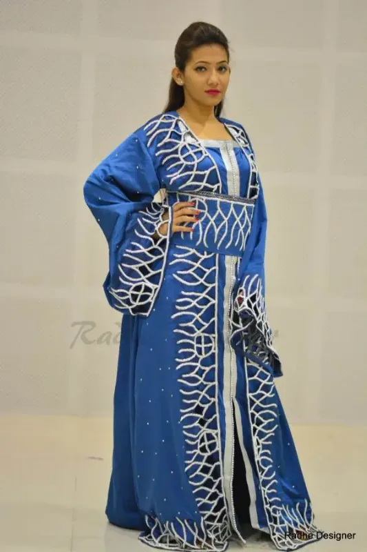 Picture of Radhe Designer White Georgette Kaftan Dress for Women - Y580