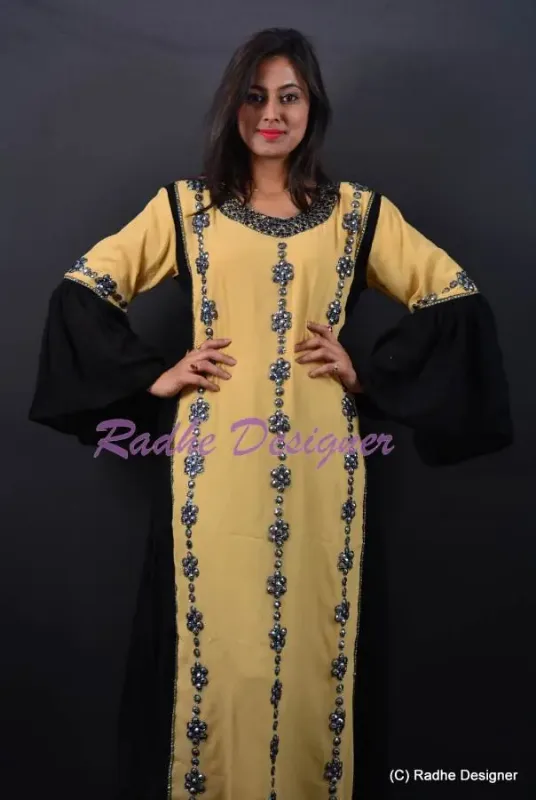 Picture of Radhe Designer White Georgette Kaftan Dress for Women - Y1192