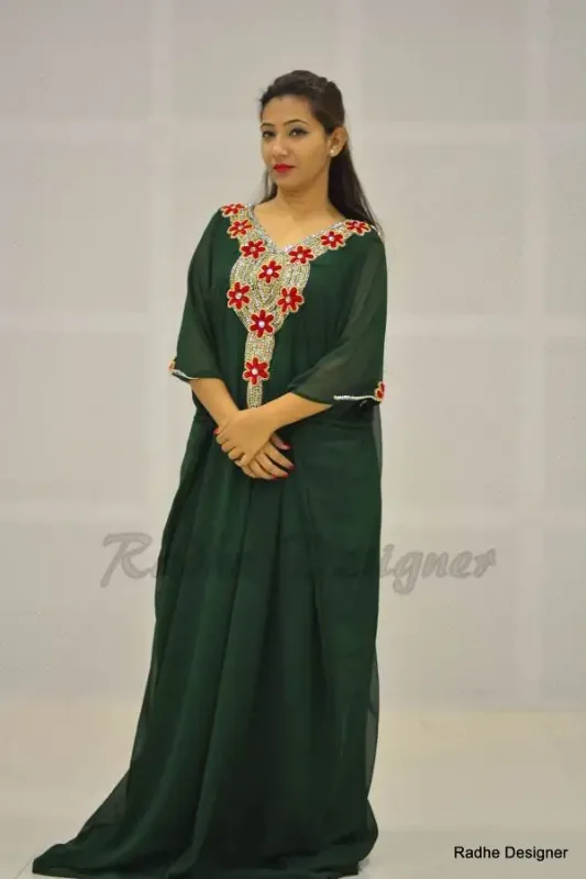 Picture of Radhe Designer Yellow Georgette Kaftan Dress for Women - Y442