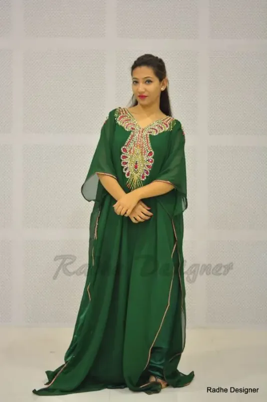 Picture of Radhe Designer Black Georgette Kaftan Dress for Women - Y445