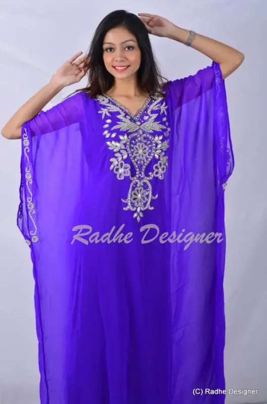 Picture of Radhe Designer Multicolor Georgette Kaftan Dress for Women - Y606