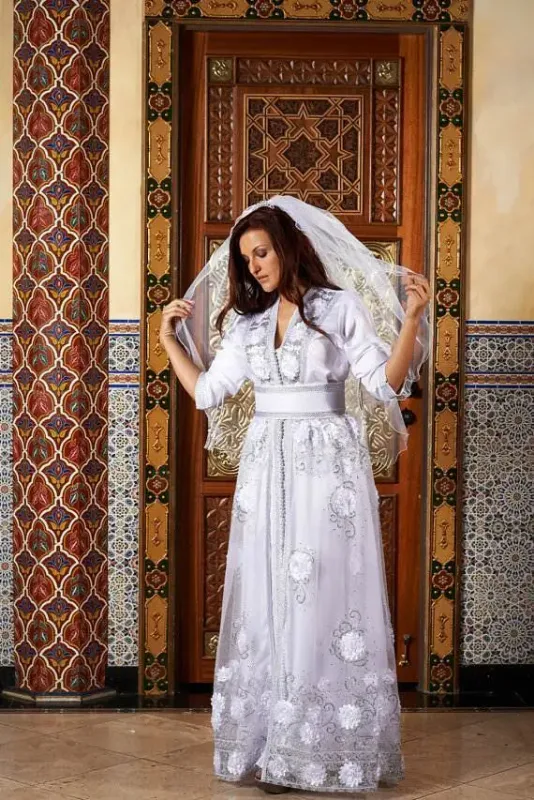Picture of Radhe Designer White Georgette Kaftan Dress for Women - F10660