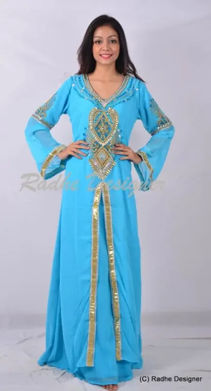 Picture of Radhe Designer Blue Georgette Kaftan Dress for Women - Y916