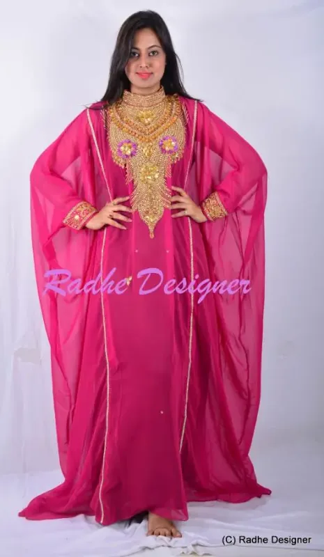 Picture of Radhe Designer Yellow Georgette Kaftan Dress for Women - Y170