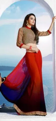 Picture of orange pink peach indian pakistani designer party wear,