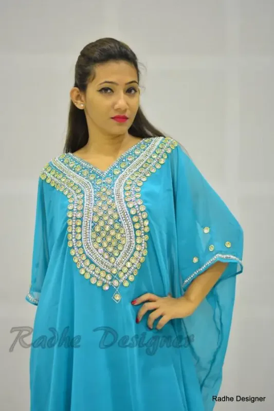 Picture of Radhe Designer Pink Cotton Kaftan Dress for Women - Y531