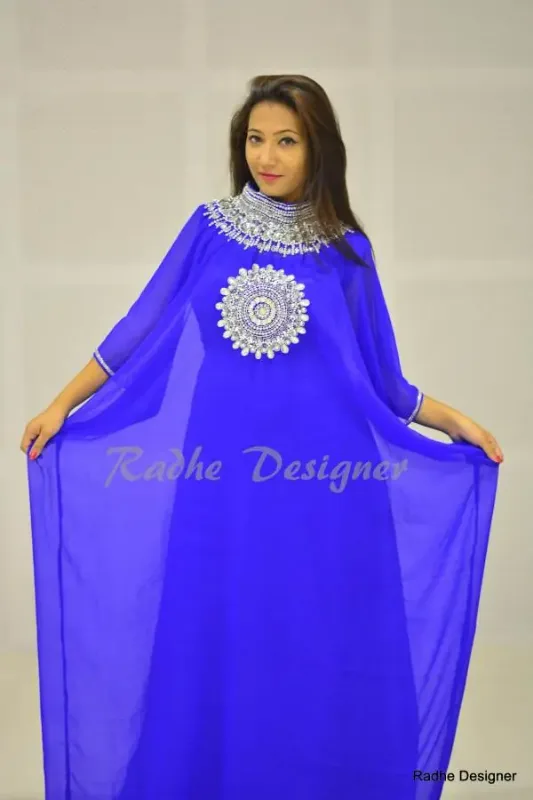 Picture of Radhe Designer Yellow Georgette Kaftan Dress for Women - Y221