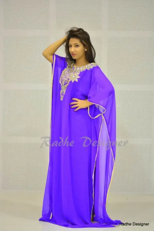 Picture of White Georgette Kaftan Dress for Women - Look 9708