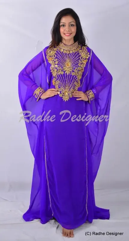 Picture of Radhe Designer Purple Georgette Kaftan Dress for Women - Y959