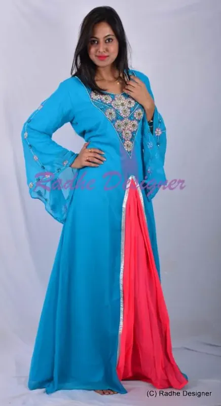 Picture of Radhe Designer Pink Cotton Kaftan Dress for Women - Y956