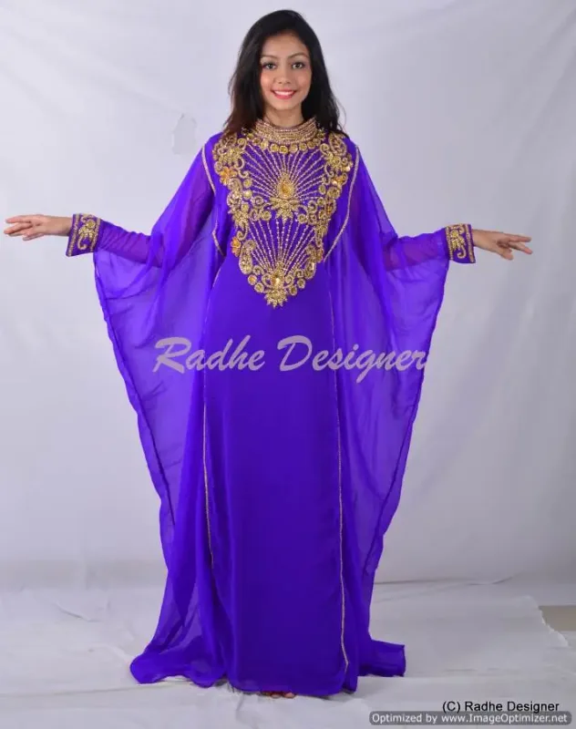 Picture of Radhe Designer White Georgette Kaftan Dress for Women - Y960