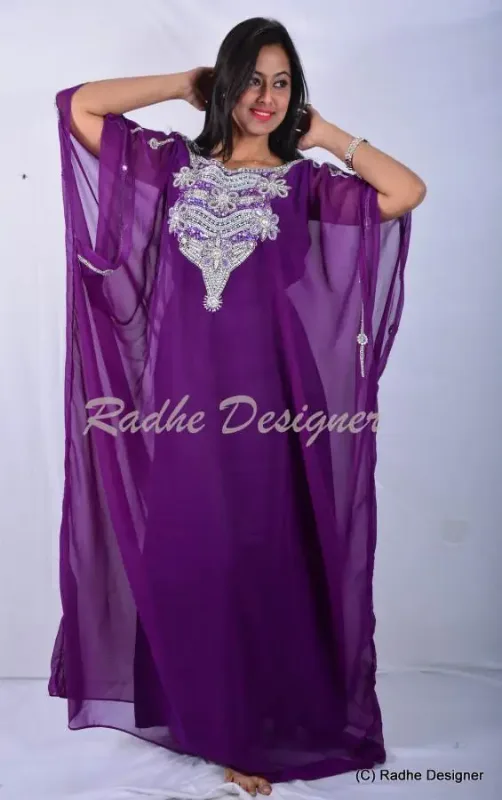 Picture of Radhe Designer White Georgette Kaftan Dress for Women - Y733