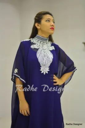 Picture of modest maxi gown georgette royal blue fancy caftan dres