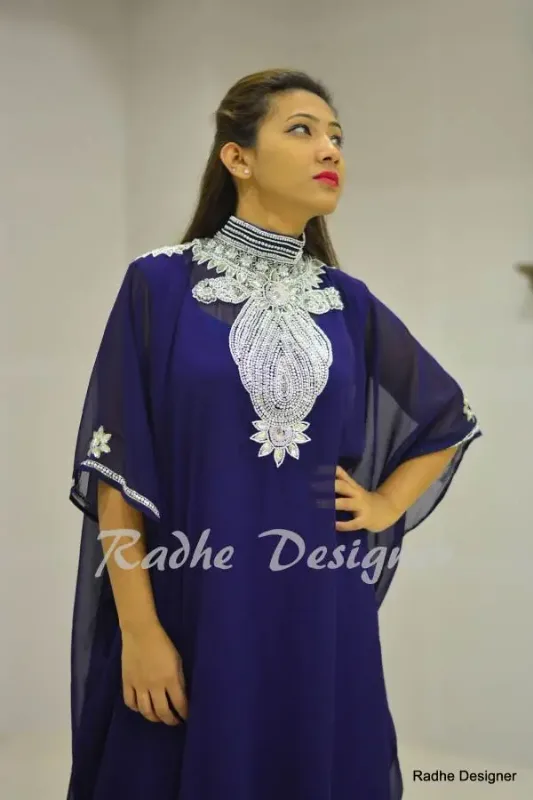 Picture of Radhe Designer Blue Georgette Kaftan Dress for Women - Y418