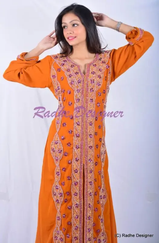 Picture of Radhe Designer Black Georgette Kaftan Dress for Women - Y124
