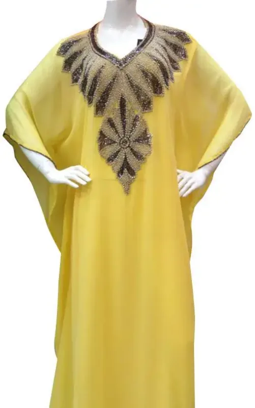 Picture of Radhe Designer Yellow Georgette Kaftan Dress for Women - F9961