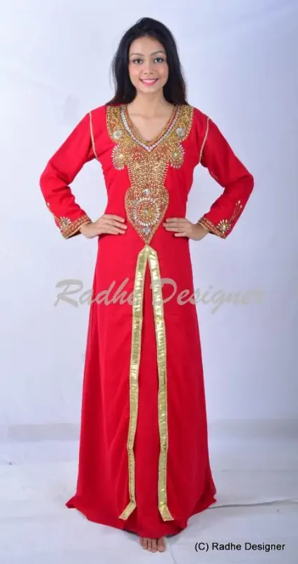 Picture of Radhe Designer White Georgette Kaftan Dress for Women - Y1022