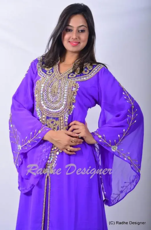 Picture of Radhe Designer Yellow Georgette Kaftan Dress for Women - Y1071