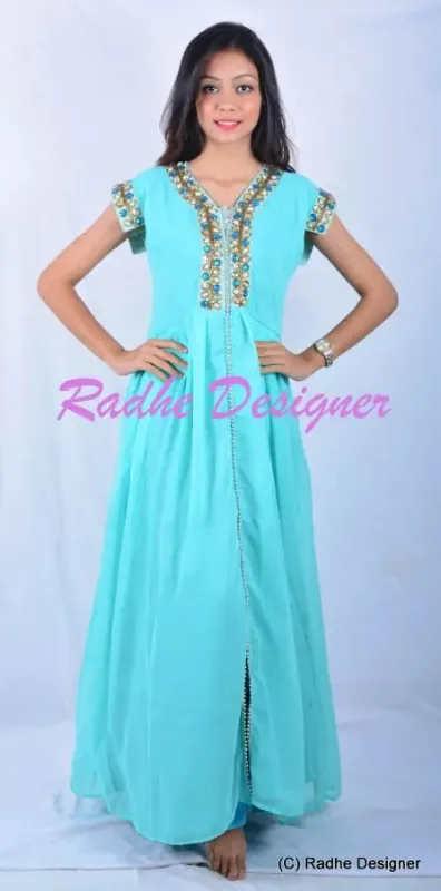 Picture of Radhe Designer Blue Georgette Kaftan Dress for Women - Y151