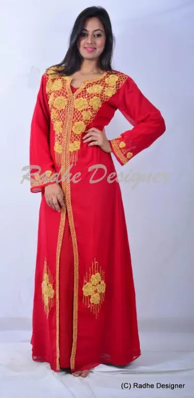 Picture of Radhe Designer Yellow Georgette Kaftan Dress for Women - Y1034