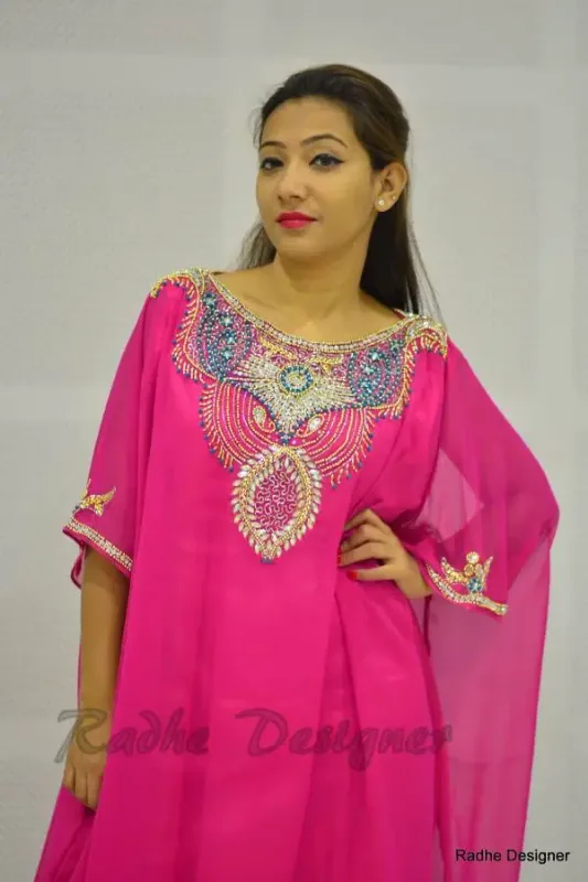 Picture of Radhe Designer Multicolor Georgette Kaftan Dress for Women - Y494