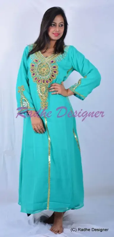 Picture of Radhe Designer Yellow Georgette Kaftan Dress for Women - Y255