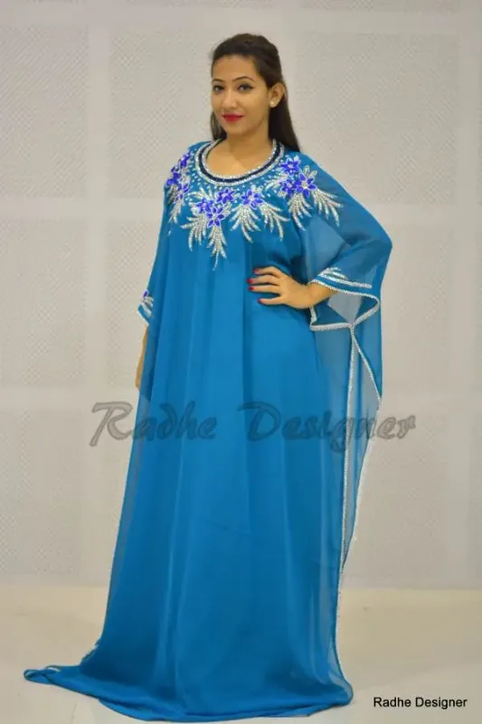 Picture of Radhe Designer Multicolor Georgette Kaftan Dress for Women - Y556