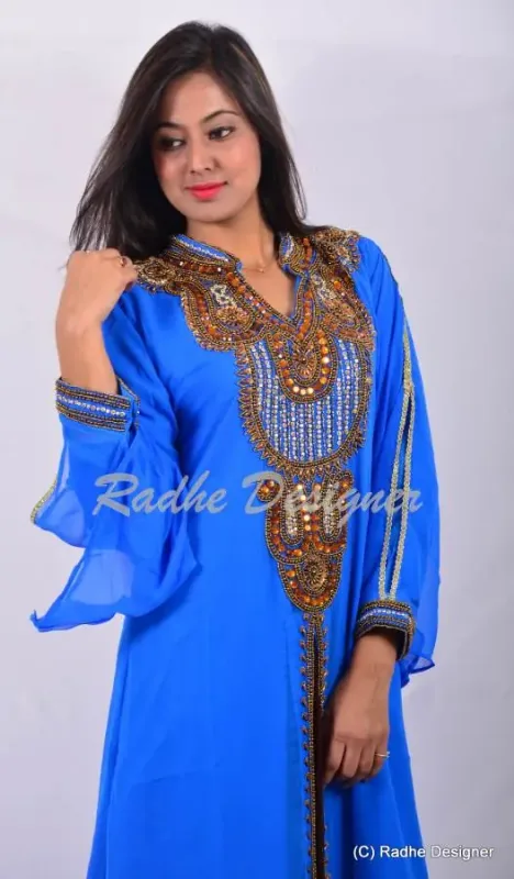 Picture of Radhe Designer Multicolor Georgette Kaftan Dress for Women - Y728