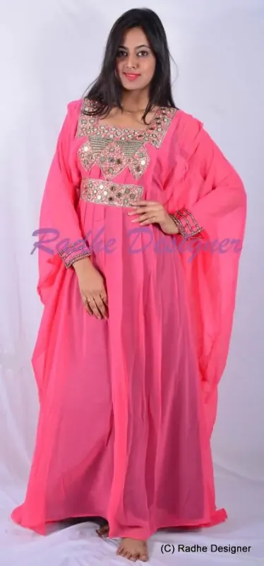 Picture of Radhe Designer Pink Cotton Kaftan Dress for Women - Y1194