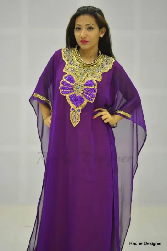 Picture of Radhe Designer Black Georgette Kaftan Dress for Women - Y600