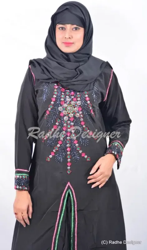 Picture of Radhe Designer Black Georgette Kaftan Dress for Women - Y632