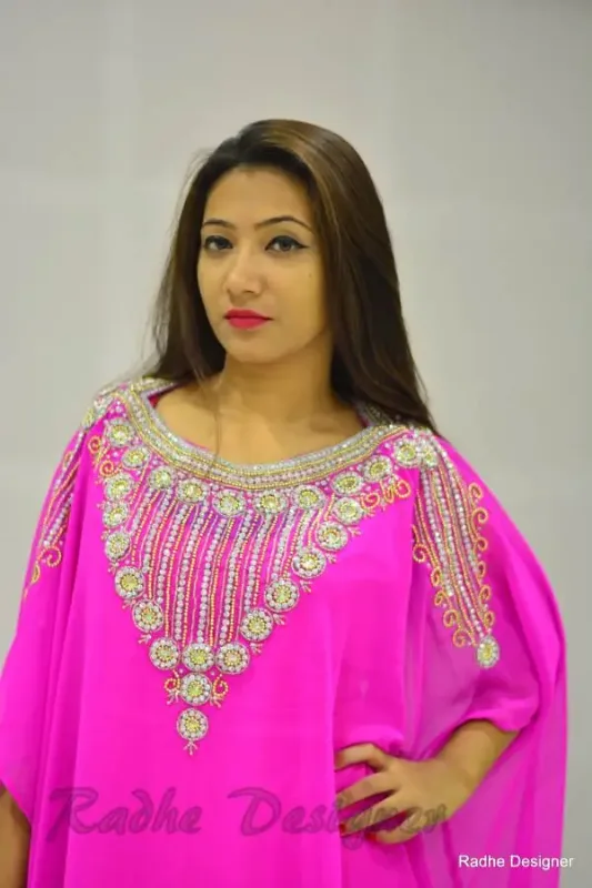 Picture of Radhe Designer Black Georgette Kaftan Dress for Women - Y498