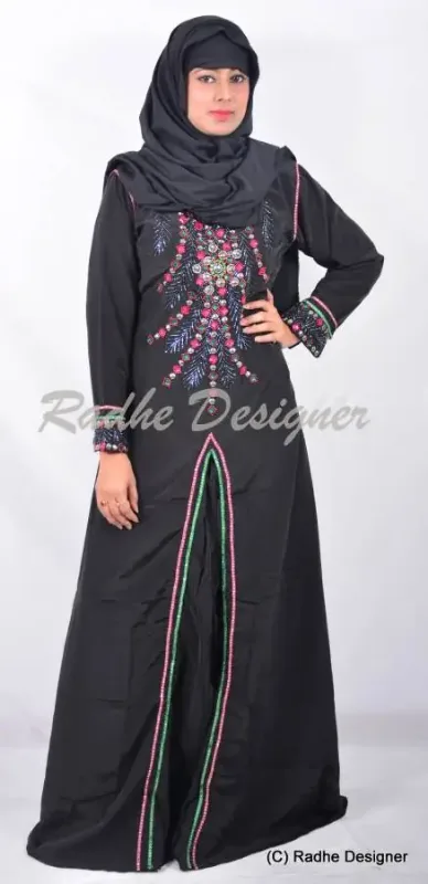 Picture of Radhe Designer Black Georgette Kaftan Dress for Women - Y634