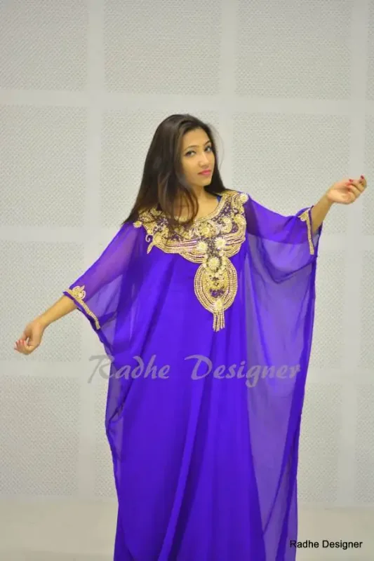 Picture of Black Georgette Kaftan Dress for Women - Look 9832