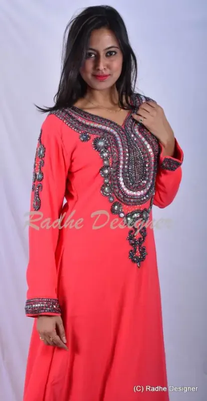 Picture of Radhe Designer Yellow Georgette Kaftan Dress for Women - Y816