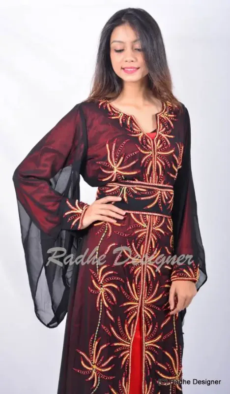 Picture of Radhe Designer Multicolor Georgette Kaftan Dress for Women - Y639