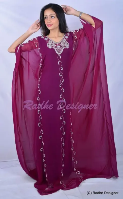 Picture of Radhe Designer Purple Georgette Kaftan Dress for Women - Y1112