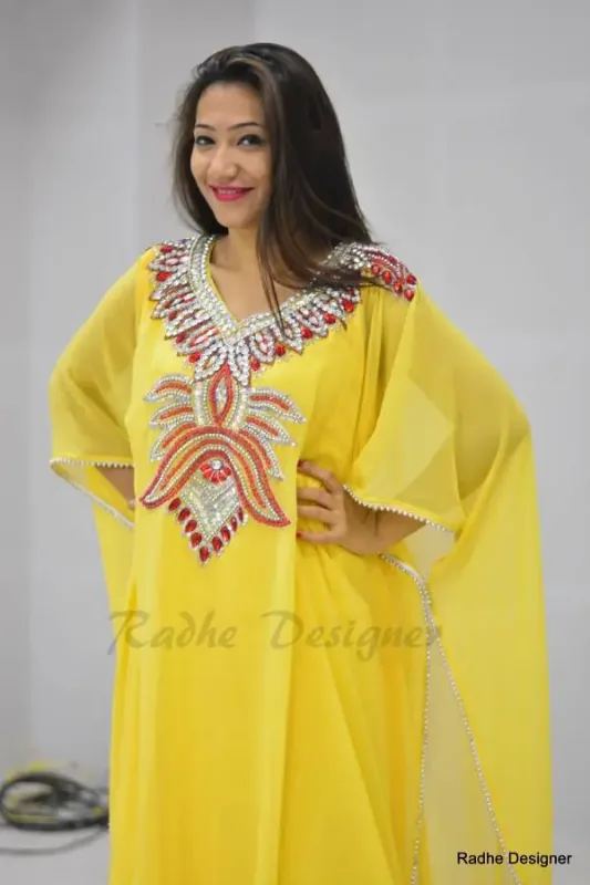 Picture of Radhe Designer Multicolor Georgette Kaftan Dress for Women - Y642