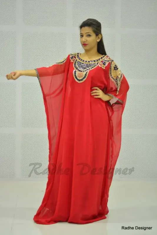 Picture of Radhe Designer Black Georgette Kaftan Dress for Women - Y475