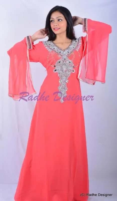 Picture of Radhe Designer White Georgette Kaftan Dress for Women - Y138