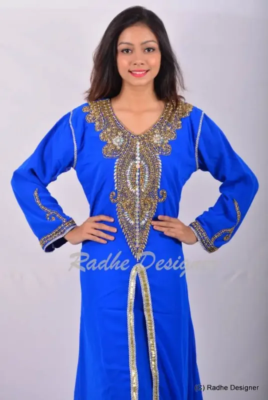 Picture of Radhe Designer Blue Georgette Kaftan Dress for Women - Y712