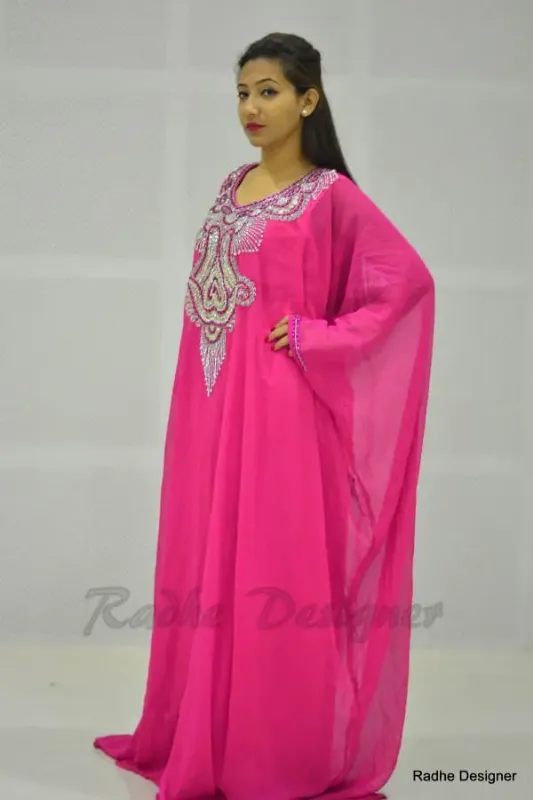 Picture of Radhe Designer White Georgette Kaftan Dress for Women - Y484