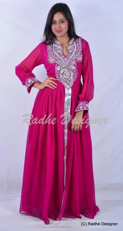 Picture of Radhe Designer Silver Georgette Kaftan Dress for Women - Y1100