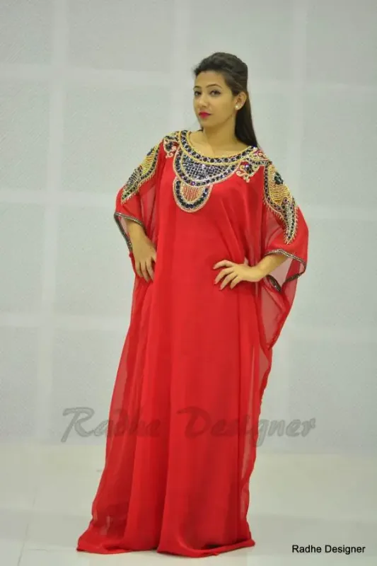 Picture of Radhe Designer Pink Cotton Kaftan Dress for Women - Y480