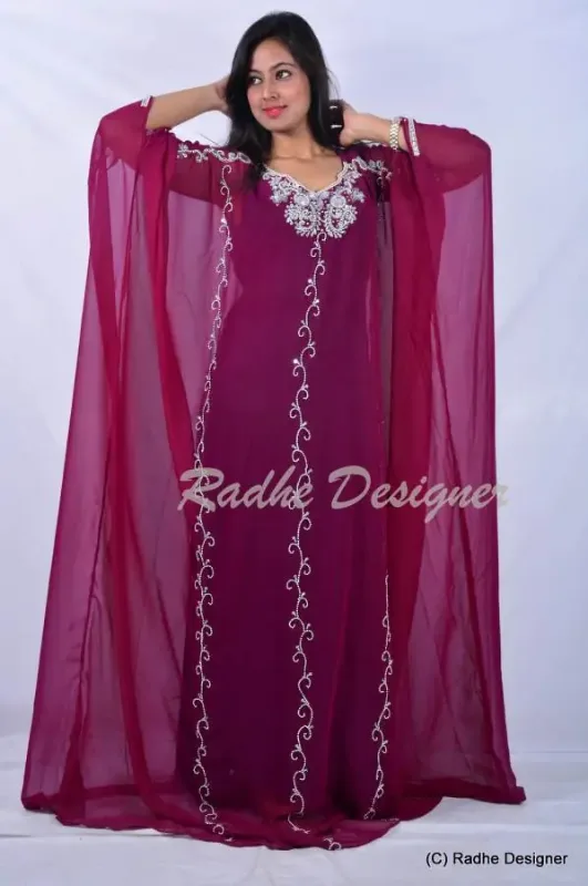 Picture of Radhe Designer Black Georgette Kaftan Dress for Women - Y1093