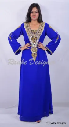 Picture of modest maxi gown moroccan phirozy georgette kaftan gold