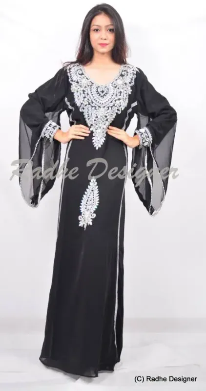 Picture of Radhe Designer Black Georgette Kaftan Dress for Women - Y1195