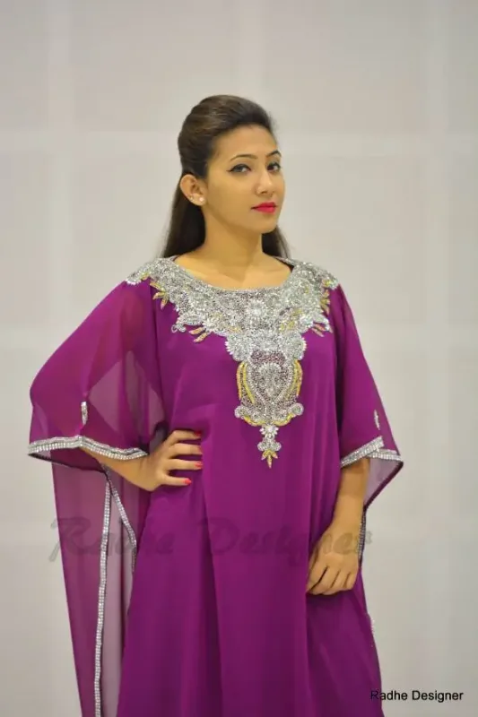 Picture of Radhe Designer Pink Georgette Kaftan Dress for Women - Y454